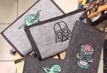 Haftowany filcowy portfel